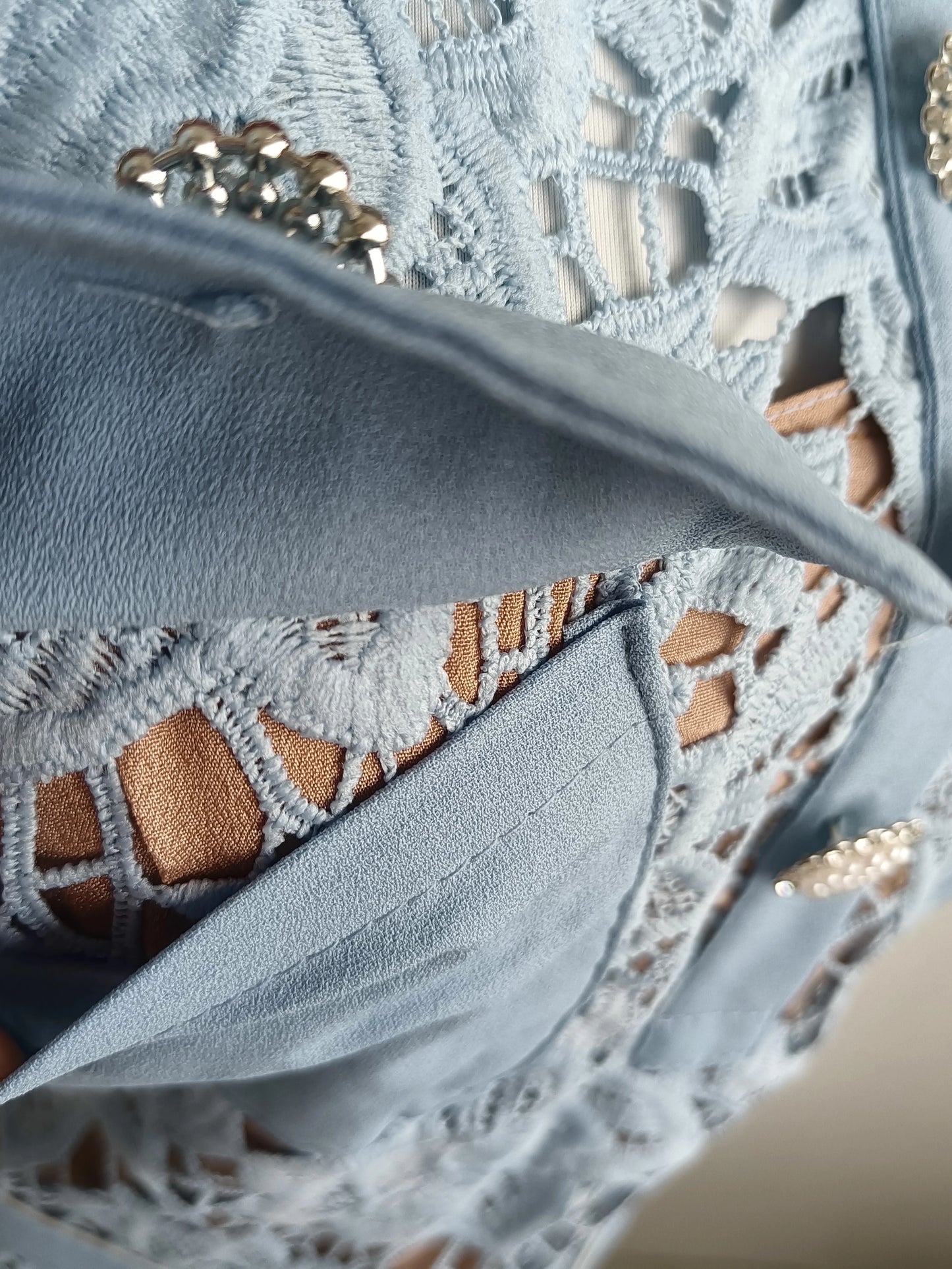 Elegant Summer Lace Dress for Women with Floral Embroidery, Diamond Buttons, Belted Waist, and Ruffle